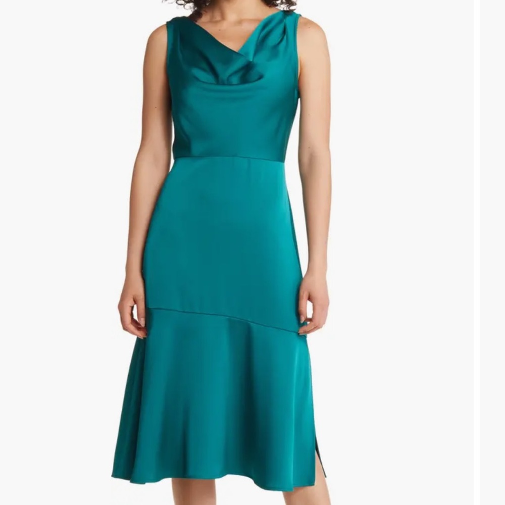 Sam Edelman Drape Neck A Line Cocktail Dress in Teal Size 10